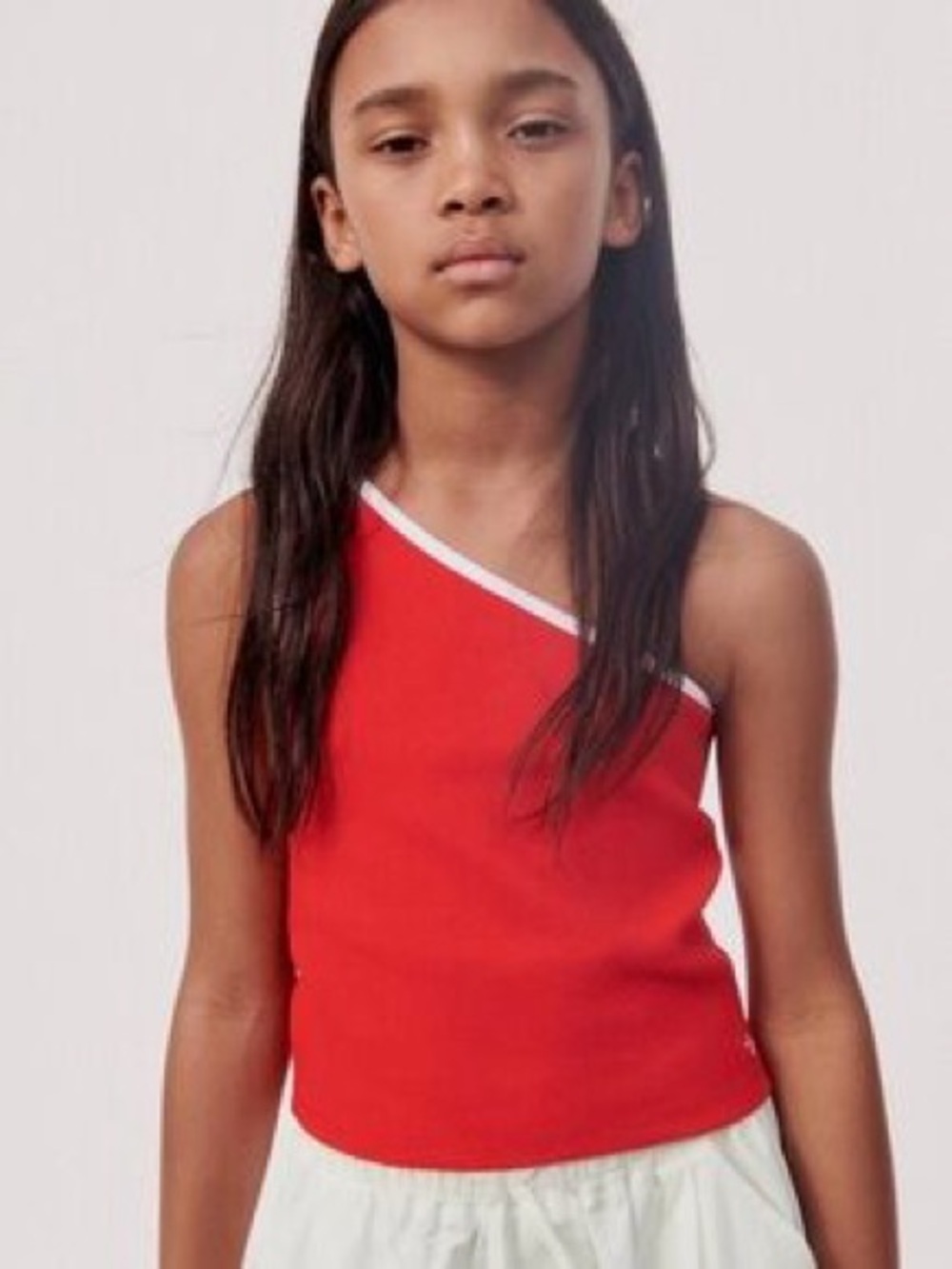 ZARA Girl’s One-Shoulder Tank with White Trim Size 11-12